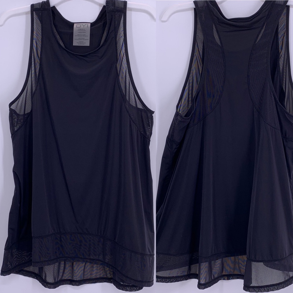 DYI Mesh Panel Tank Sz S Black Yoga Workout Run - Picture 2 of 9